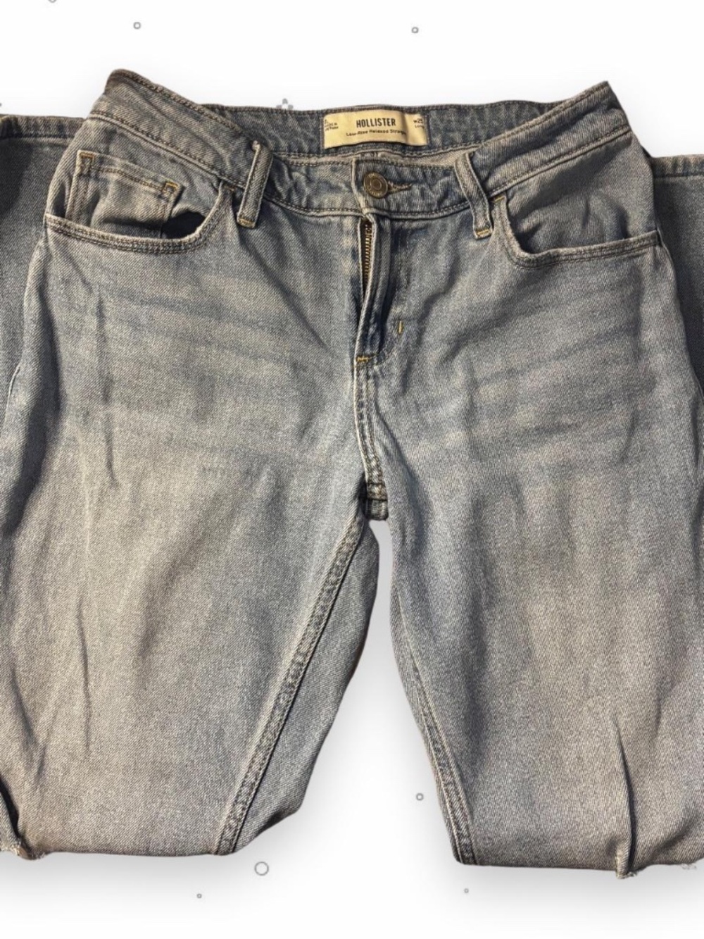Hollister Low Rise Relaxed Straight Jeans W25 Long Light Wash Y2K Baggy Denim
